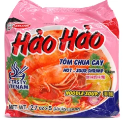 BEST BEFORE 16 Dec, 2026 | Hao Hao Instant Noodles Sour Shrimp Flavor 5 Packs x 2.6 oz