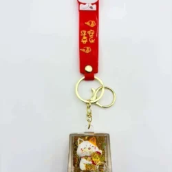Smiling Lucky Cat Acrylic Keychain