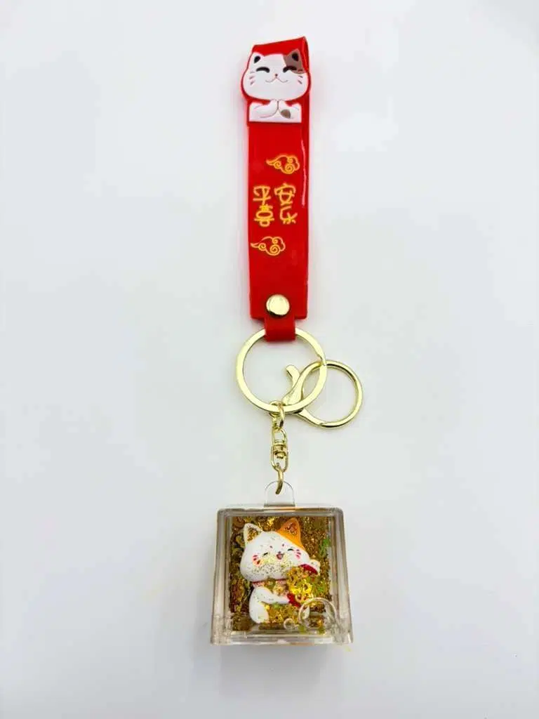 14 Smiling Lucky Cat Acrylic Keychain - Image 1