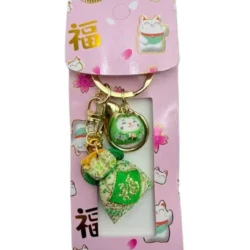 Lucky Cat with Red Fortune Pouch Keychain