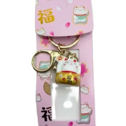 Lucky Cat with Fan Keychain