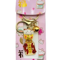 Lucky Cat with Fan Keychain