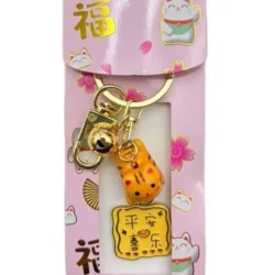 Lucky Cat with Koi Fish Keychain