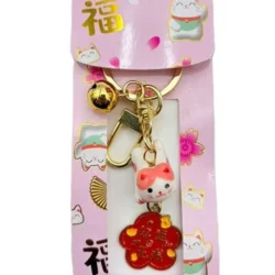 Lucky Cat Ceramic Keychain