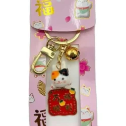 Lucky Cat Ceramic Keychain
