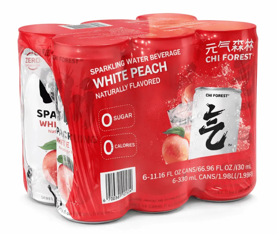 58 Pack of 6 Sparkling Water White Peach Flavor Can - Image 1
