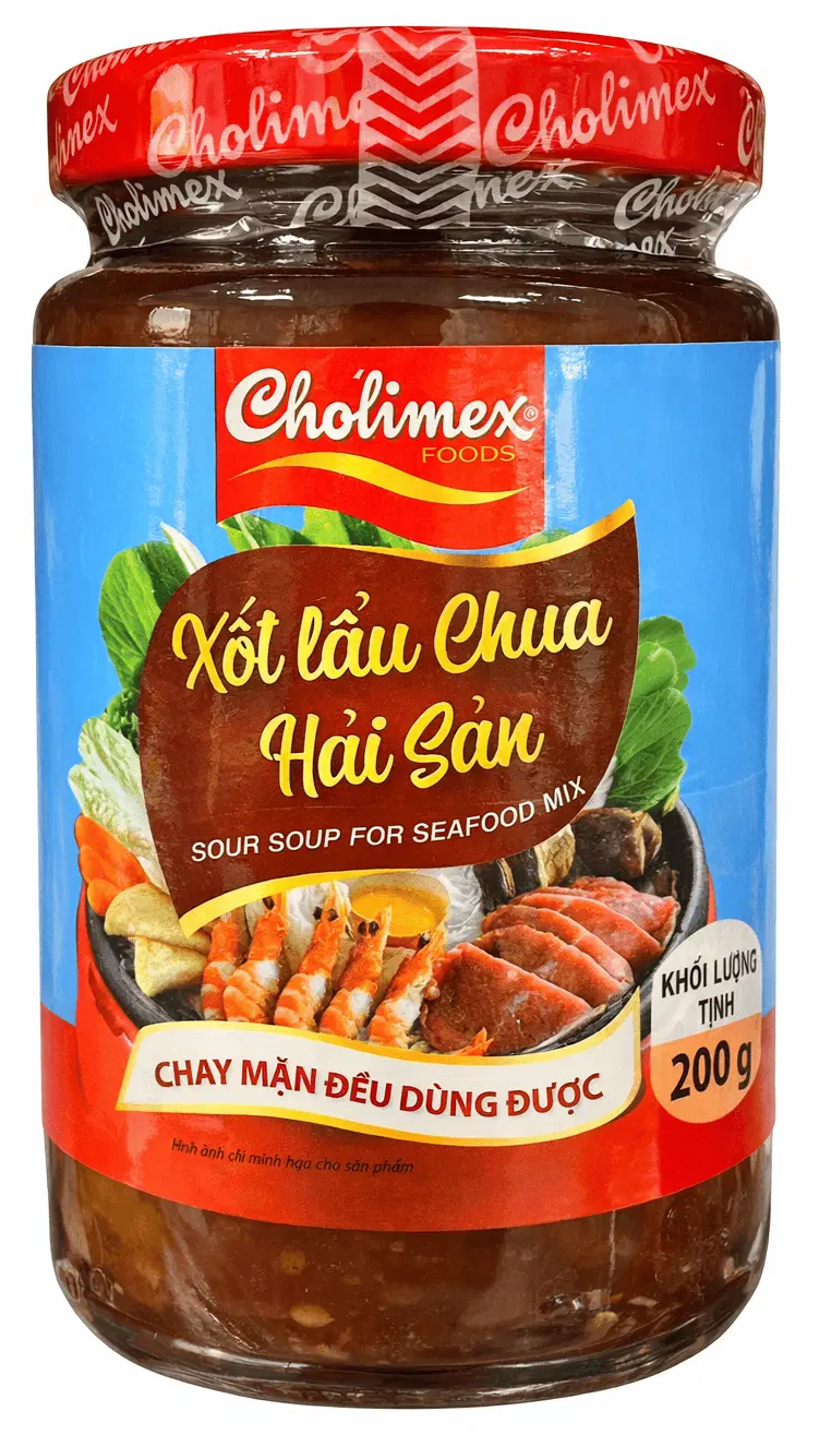 63 Cholimex Seafood Sour Hot Pot Sauce 200g Glass Jar - Image 1