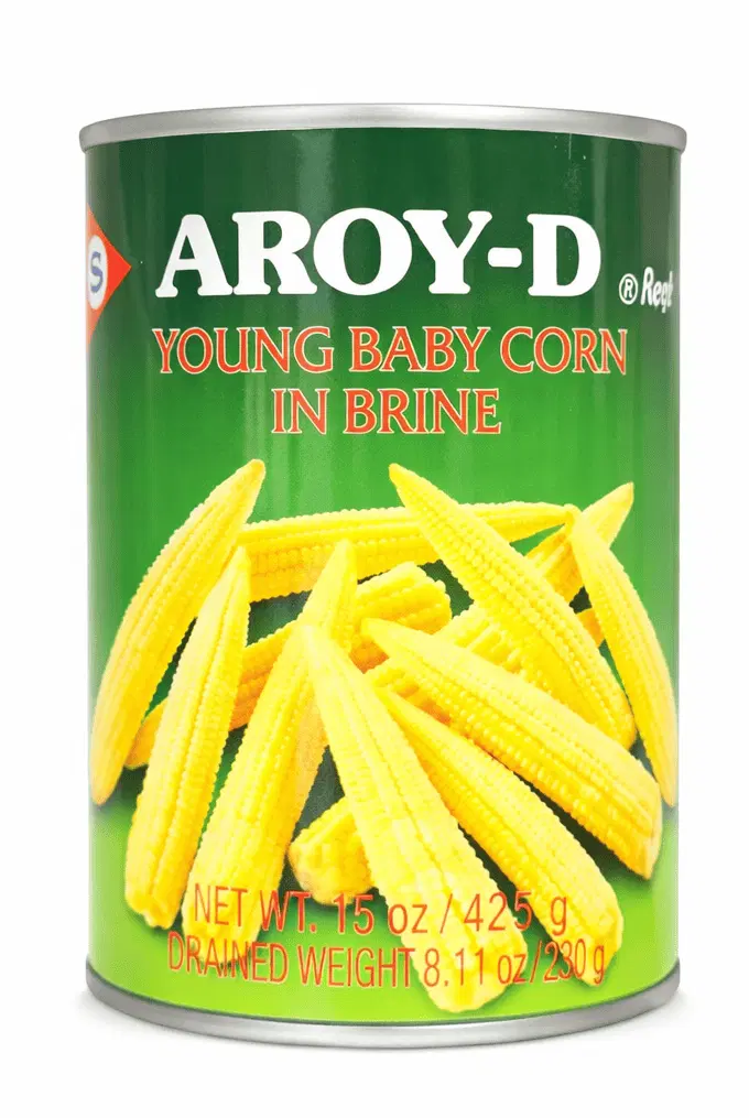 90 Aroy-D Young Baby Corn in Brine (15oz / 425g) - Image 1